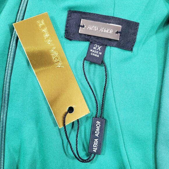 Alexia Admor WOMENS SIZE 2X Square Neck Midi Dress Green Pencil - Picture 13 of 14